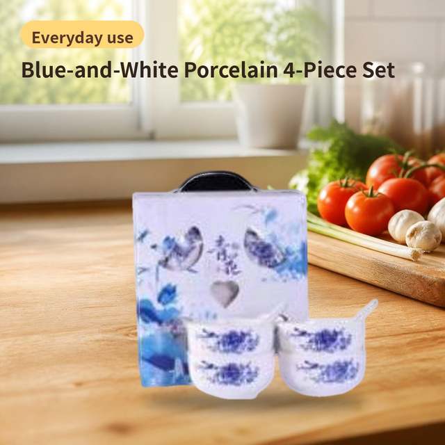 Blue-and-White Porcelain 4-Piece Set – photo 1