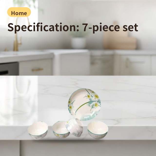 White Porcelain Tableware 7-Piece Set – photo 2