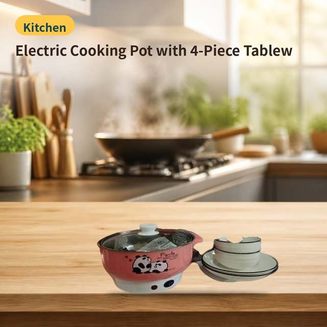 Electric Cooking Pot with 4-Piece Tableware Set – photo 1