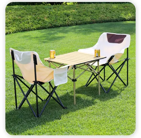 Square Table & Moon Chairs Set (3 pcs)