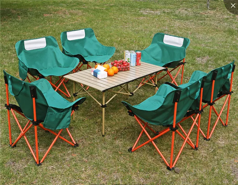 Long Table & Moon Chairs Set (7 pcs) – photo 1