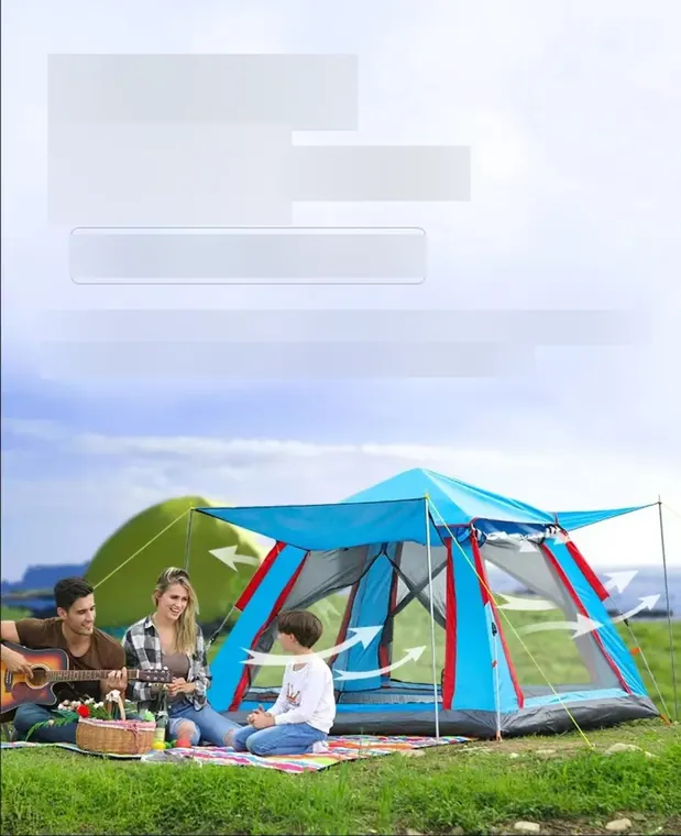 2.4 × 2.4 m Square Tent (Silver-Coated, Blue) – photo 1