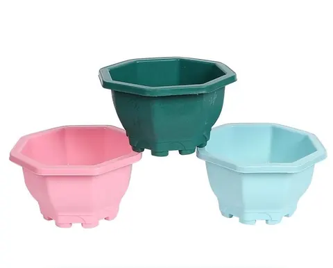 Colourful Hexagonal Flower Pot 8004