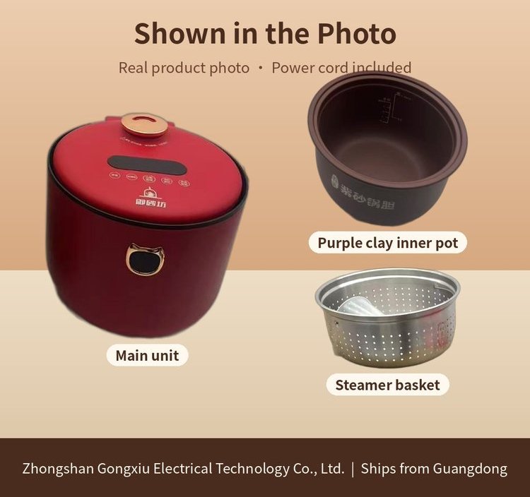Purple clay rice cooker 3L HY-518ABT – details 4
